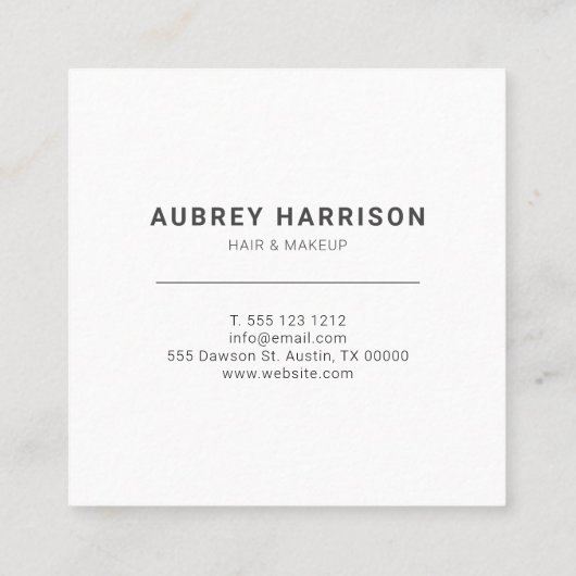 Minimalistisch modern handgeschreven monogram vierkante visitekaartje (Achterkant)