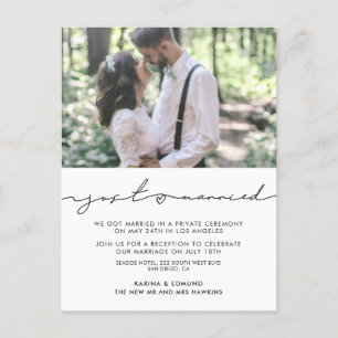 Minimalistisch modern handgeschreven Net getrouwd Briefkaart