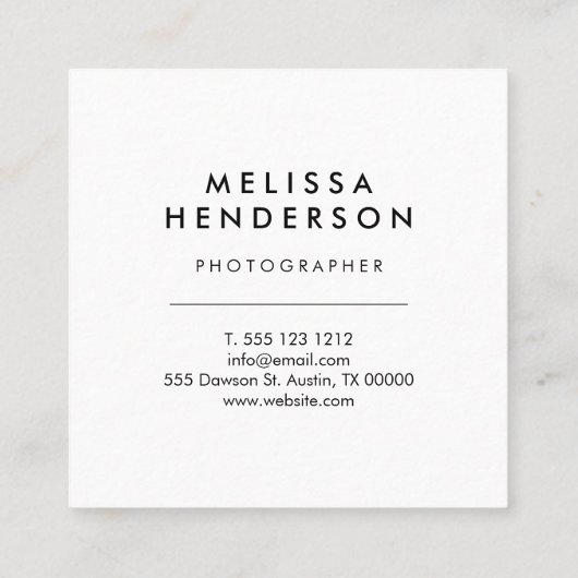 Minimalistisch modern handgeschreven penseel Hallo Vierkante Visitekaartje (Achterkant)