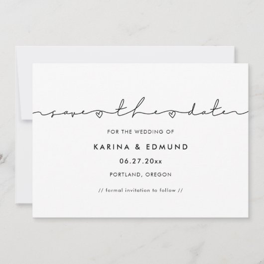 Minimalistisch modern handgeschreven Save the date (Voorkant)