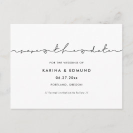 Minimalistisch modern handgeschreven Save the date Briefkaart
