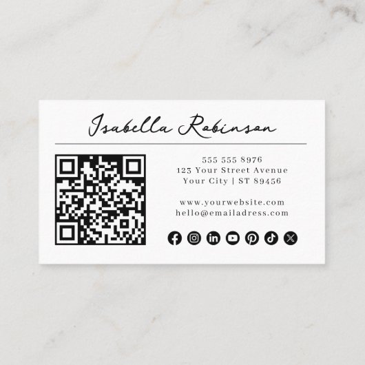 Minimalistisch modern handgeschreven script visitekaartje (Achterkant)