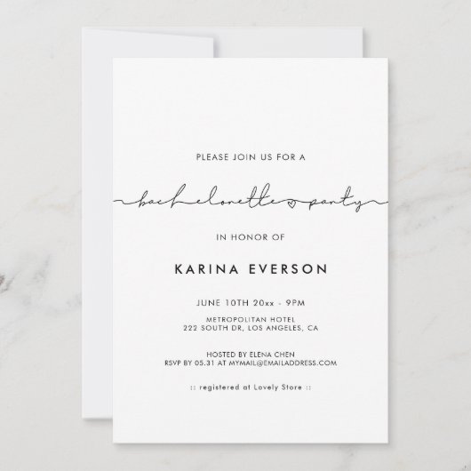 Minimalistisch modern handgeschreven vrijgezellenf kaart (Voorkant)