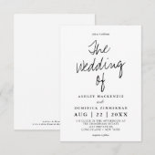 Minimalistisch modern handschrift eenvoudige bruil kaart (Voorkant / Achterkant)