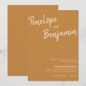 Minimalistisch modern handschrift Mustard Boho Wed Kaart (Voorkant / Achterkant)