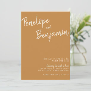 Minimalistisch modern handschrift Mustard Boho Wed Kaart