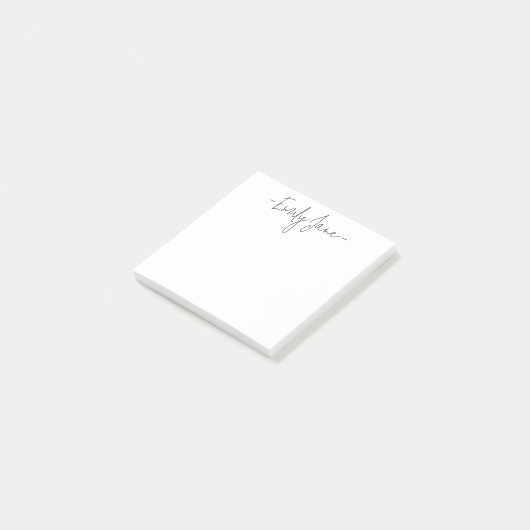 Minimalistisch modern handschrift post-it® notes (Schuin)