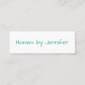 Minimalistisch modern handschrift Turquoise profie Mini Visitekaartje (Voorkant)