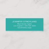 Minimalistisch modern handschrift Turquoise profie Mini Visitekaartje (Achterkant)