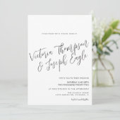 Minimalistisch modern handschrift zwart withuwelij kaart (Staand voorkant)