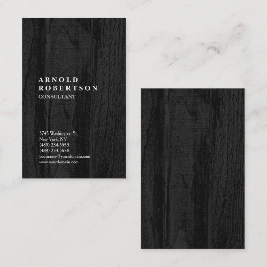 Minimalistisch modern houtafbeelding creatief visitekaartje (Voorkant / Achterkant)
