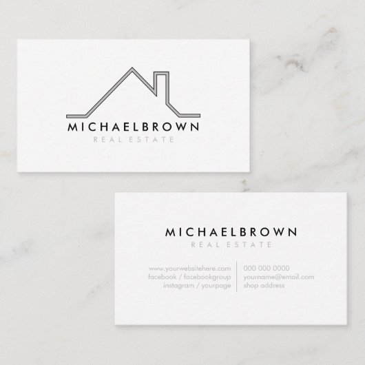 Minimalistisch modern huis Logo Visitekaartje (Voorkant / Achterkant)