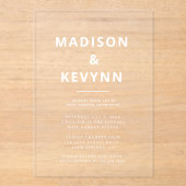 Minimalistisch modern huwelijk acryl uitnodigingen (Voorkant)