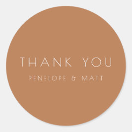 Minimalistisch modern huwelijk bedankt Terracotta Ronde Sticker