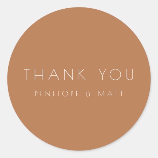 Minimalistisch modern huwelijk bedankt Terracotta Ronde Sticker (Voorkant)