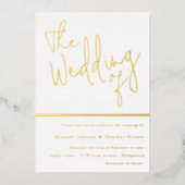 Minimalistisch modern huwelijk folie uitnodiging (Voorkant)