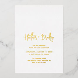 Minimalistisch modern huwelijk folie uitnodiging