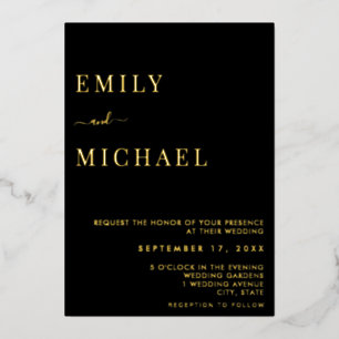 Minimalistisch modern huwelijk folie uitnodiging
