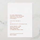 Minimalistisch modern huwelijk folie uitnodiging (Voorkant)