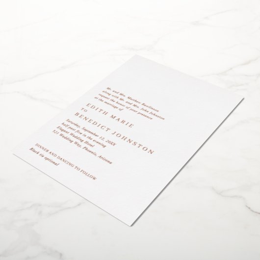 Minimalistisch modern huwelijk folie uitnodiging (Gedraaid)