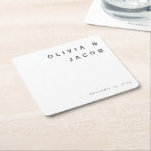 Minimalistisch modern huwelijk kartonnen onderzetters (Schuin)