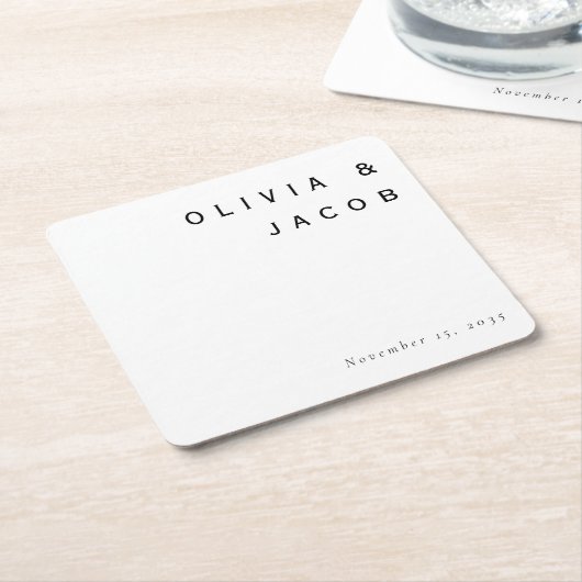 Minimalistisch modern huwelijk kartonnen onderzetters (Schuin)