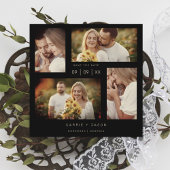 Minimalistisch modern huwelijk met vier foto's col save the date