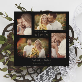 Minimalistisch modern huwelijk met vier foto's col save the date