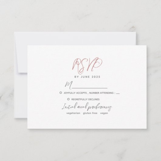 Minimalistisch modern huwelijk RSVP kaartje (Voorkant)