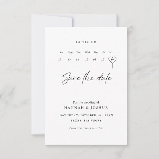 Minimalistisch modern huwelijk save the date (Voorkant)
