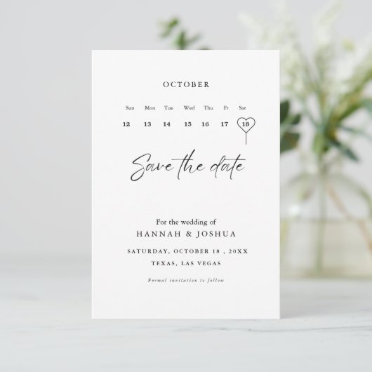 Minimalistisch modern huwelijk save the date (Staand voorkant)