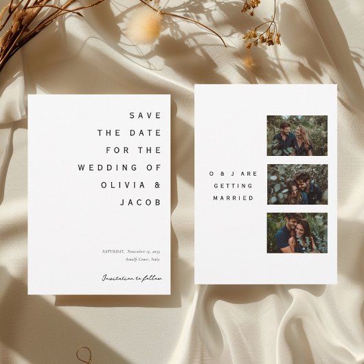 Minimalistisch modern huwelijk save the date