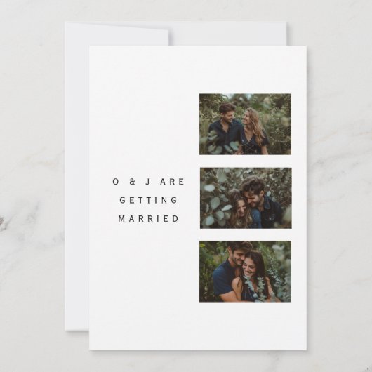 Minimalistisch modern huwelijk save the date (Achterkant)