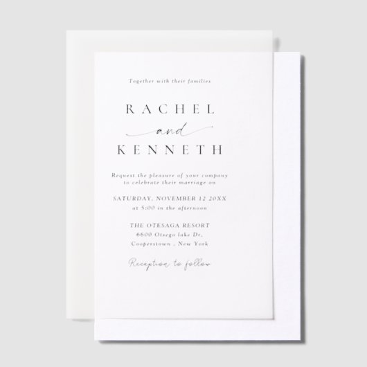 Minimalistisch modern huwelijk vellum uitnodigingen (Offset)