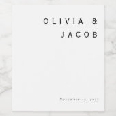 Minimalistisch modern huwelijk wijn etiket (Enkel label)