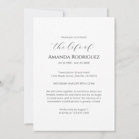 Minimalistisch modern in liefdevolle herinnering b kaart (Achterkant)