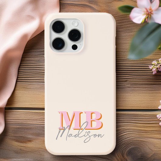 Minimalistisch modern Initiaal monogram Case-Mate iPhone Case