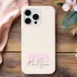 Minimalistisch modern Initiaal monogram iPhone 15 Pro Max Hoesje<br><div class="desc">Creëer uw eigen gepersonaliseerde telefoonhoesje met moderne minimalistische initialen en scriptkalligrafie-monogramnaam. Verkrijgbaar in verschillende kleuren en maten.</div>