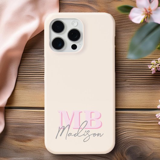 Minimalistisch modern Initiaal monogram Case-Mate iPhone Case