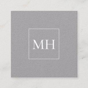 Minimalistisch modern Initiaal Monogram grijze Kra Vierkante Visitekaartje