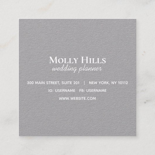 Minimalistisch modern Initiaal Monogram grijze Kra Vierkante Visitekaartje (Achterkant)