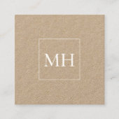 Minimalistisch modern Initiaal Monogram Kraft Vierkante Visitekaartje (Voorkant)