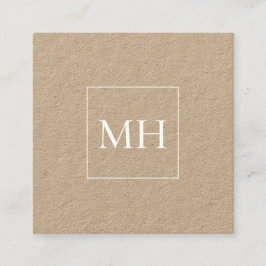 Minimalistisch modern Initiaal Monogram Kraft Vierkante Visitekaartje