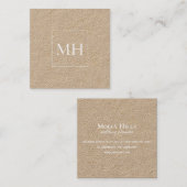 Minimalistisch modern Initiaal Monogram Kraft Vierkante Visitekaartje (Voorkant / Achterkant)