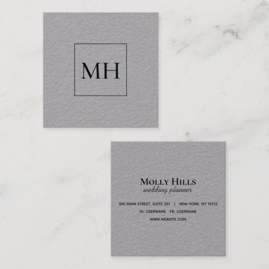 Minimalistisch modern Initiaal Monogram Kraft Vierkante Visitekaartje (Voorkant / Achterkant)