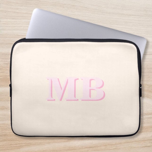Minimalistisch modern Initiaal monogram Laptop Sleeve (Creator heeft geüpload)