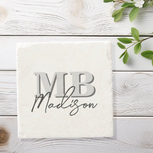 Minimalistisch modern Initiaal monogram Stenen Onderzetter