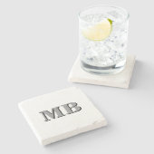 Minimalistisch modern Initiaal monogram Stenen Onderzetter (Zijkant)