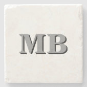 Minimalistisch modern Initiaal monogram Stenen Onderzetter (Voorkant)