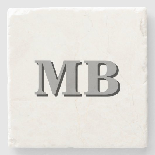 Minimalistisch modern Initiaal monogram Stenen Onderzetter (Voorkant)